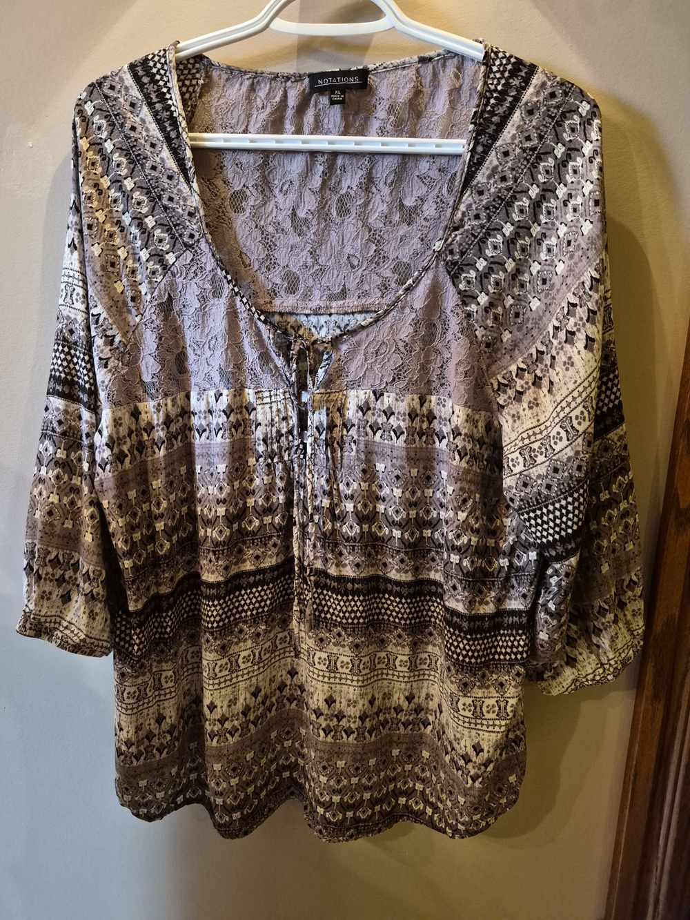 Notations Lace-Detail Boho Peasant Top ***HUGE CLOSET SALE!***